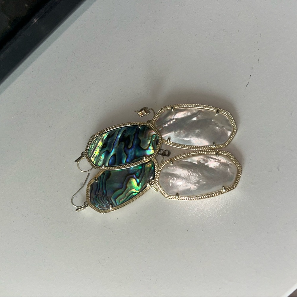 Kendra Scott Silver and Abalone Statement Earrings